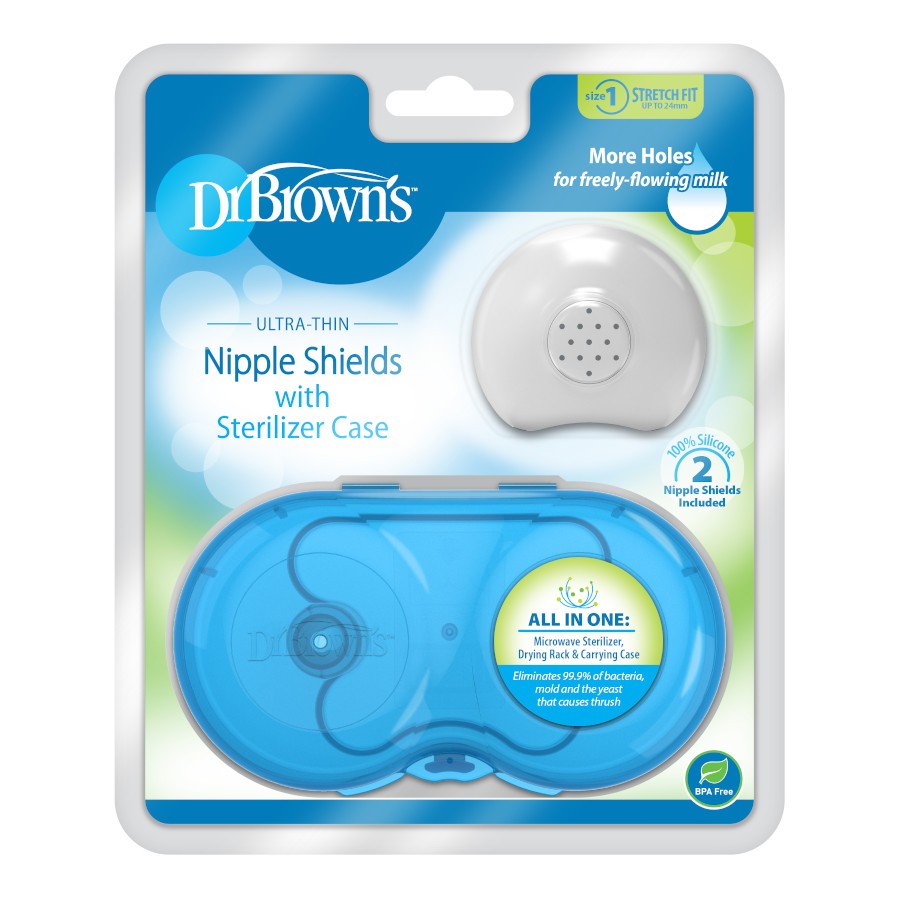 BF016_Pkg_F_Nipple_Shield_2-Pack_with_Sterilizing_Case_Size_1 Dr. Brown's Nipple Shield Size 1