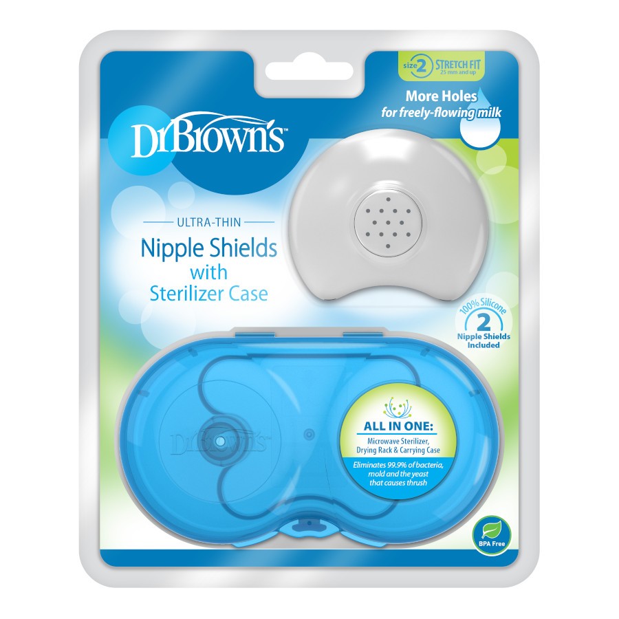 BF017_Pkg_F_Nipple_Shield_2-Pack_with_Sterilizing_Case_Size_2 Dr. Brown's Nipple Shield Size 2